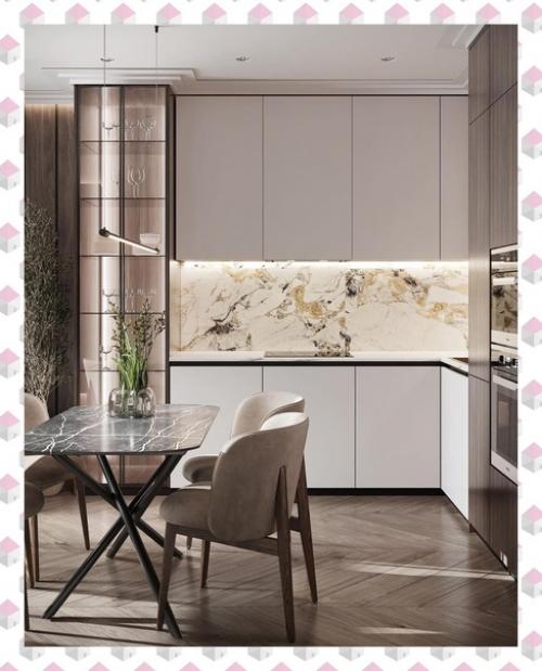 Такая планировка кухни - гостиной очень часто встречается в небольших квартирах, где нет возможности сделать полноценную гостиную. 01