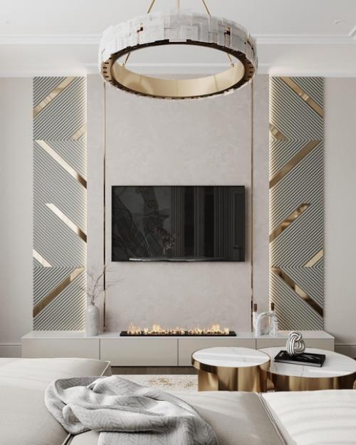 Кухня - гостиная в светлых тонах. 05