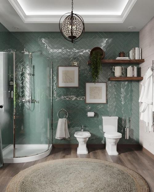 Посмотрите, какая светлая, умиротворённая, но в то же время изысканная ванная комната получилась! 02