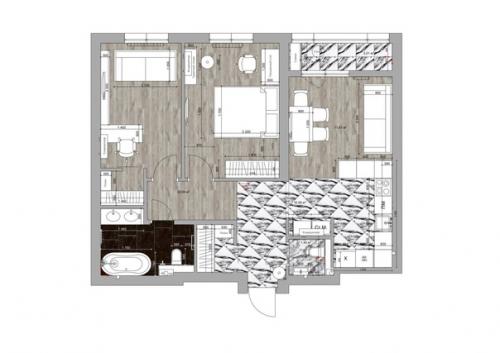 Двухкомнатная квартира с акцентными обоями. 09