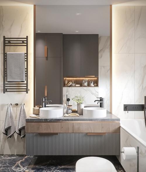 Стильная современная ванна в загородном доме. 05