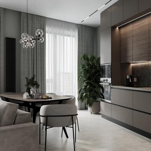 Красивая и функциональная кухня - гостиная. 04