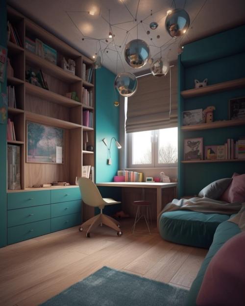 Детская комната, выполненная в синем цветовом решении и оформленная в стиле Vray, удивит вас своей красотой и уютом.