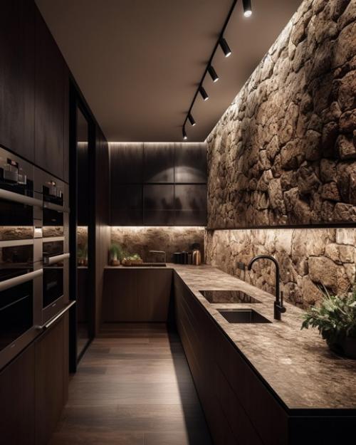 Камень - это не только прочный и износостойкий материал, но и элегантный элемент дизайна интерьера кухни. 03