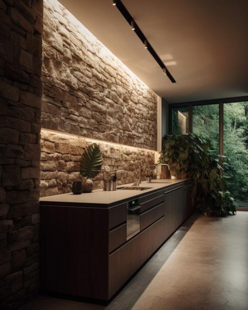Камень - это не только прочный и износостойкий материал, но и элегантный элемент дизайна интерьера кухни. 02