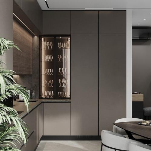 Красивая и функциональная кухня - гостиная. 02