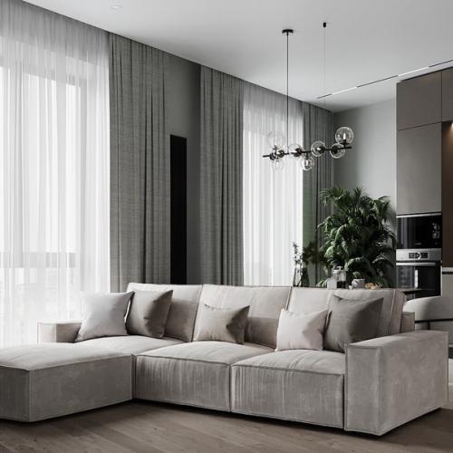 Красивая и функциональная кухня - гостиная. 03