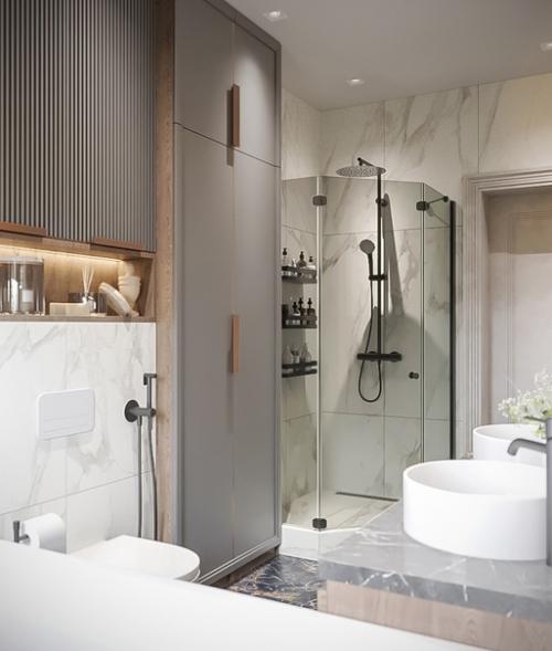 Стильная современная ванна в загородном доме. 02