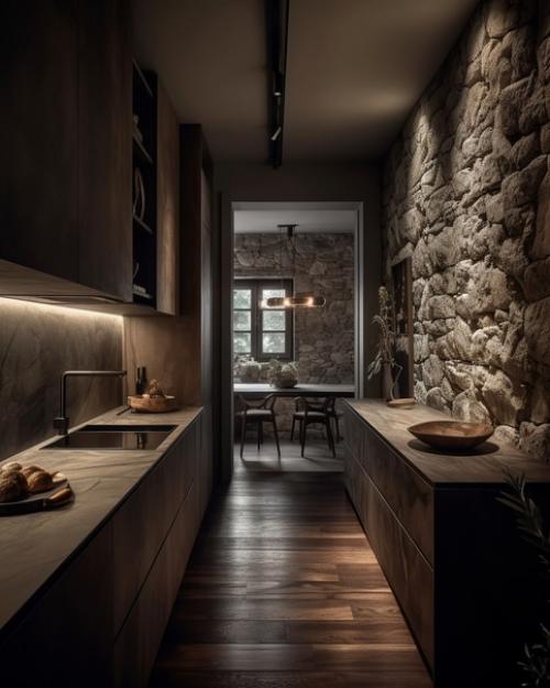 Камень - это не только прочный и износостойкий материал, но и элегантный элемент дизайна интерьера кухни. 04