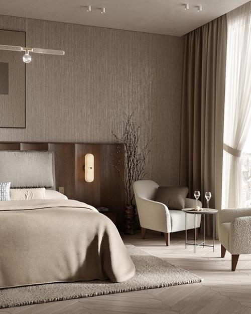 Проект спальни в теплых тонах. 01