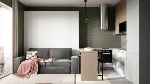 Расстановка мебели рациональна на такой площади.