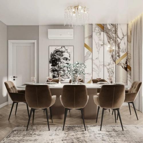 Дизайн кухни - гостиной в трехкомнатной квартире. 02