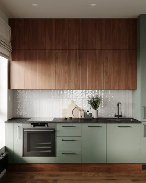 Невероятно нежная и легкая кухня - гостиная с природной атмосферой. 03