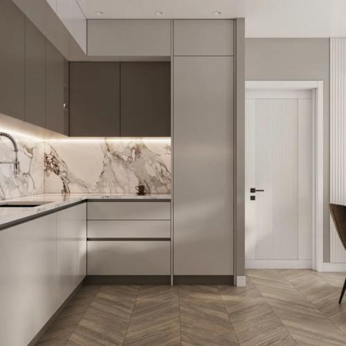 Дизайн кухни - гостиной в трехкомнатной квартире. 03