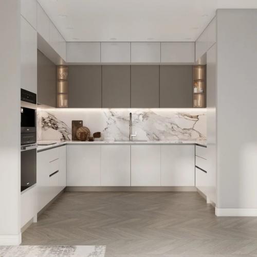 Дизайн кухни - гостиной в трехкомнатной квартире. 04