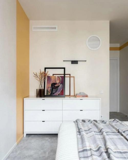 Стильный интерьер трёхкомнатной квартиры с яркими акцентами. 07