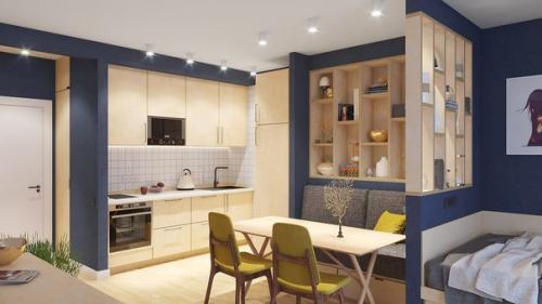 Проект квартиры - студии площадью 38 м 2. 01