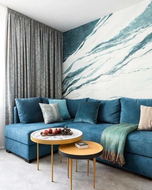 Стильный интерьер трёхкомнатной квартиры с яркими акцентами. 03