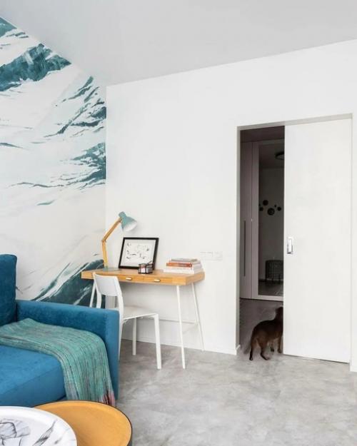 Стильный интерьер трёхкомнатной квартиры с яркими акцентами. 04