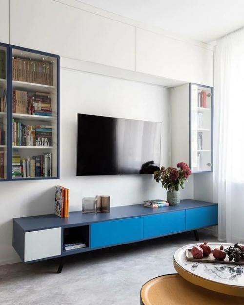 Стильный интерьер трёхкомнатной квартиры с яркими акцентами. 05