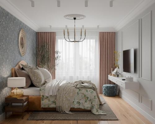 Приятная и уютная спальня с гардеробом. 02