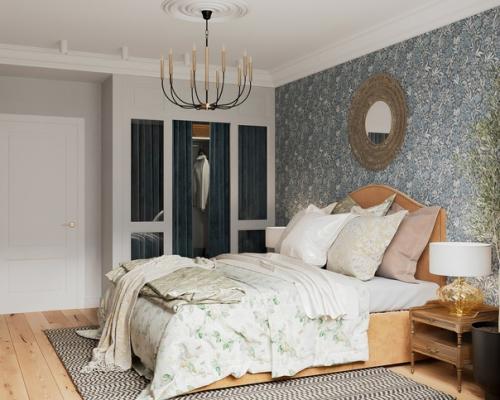 Приятная и уютная спальня с гардеробом.