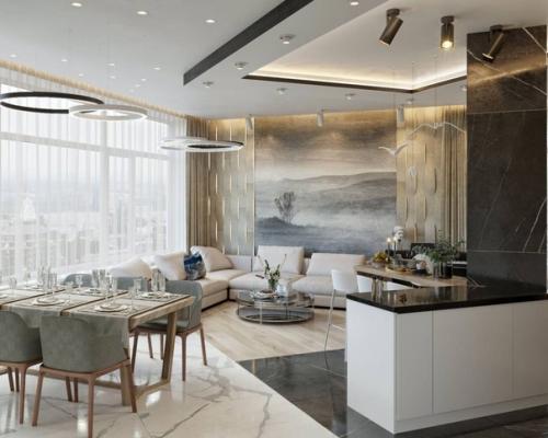 Кухня - гостиная в современном стиле. 03