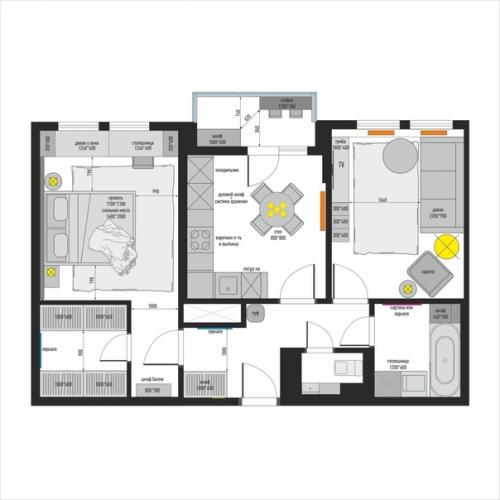 Редизайн двушки с ремонтом от застройщика. 09