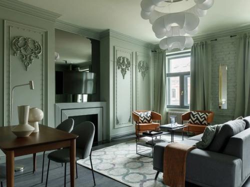 Квартира в зеленых тонах.