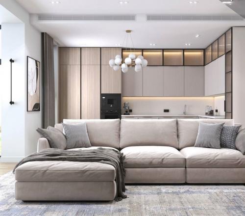 Кухня - гостиная в загородном доме.