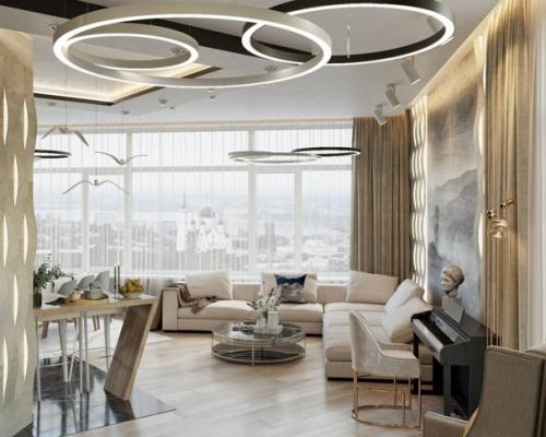 Кухня - гостиная в современном стиле.