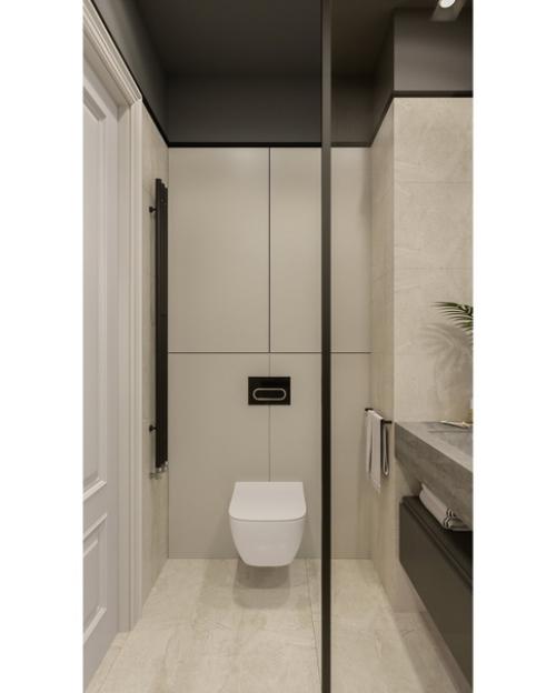 Необычный санузел с использованием гранита.