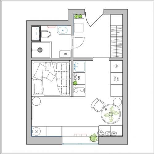 Квартира, площадью 28 кв. 09