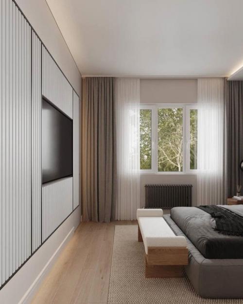 Интерьер спальни с гардеробом. 04