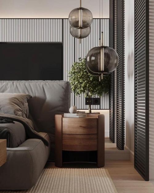 Интерьер спальни с гардеробом. 02