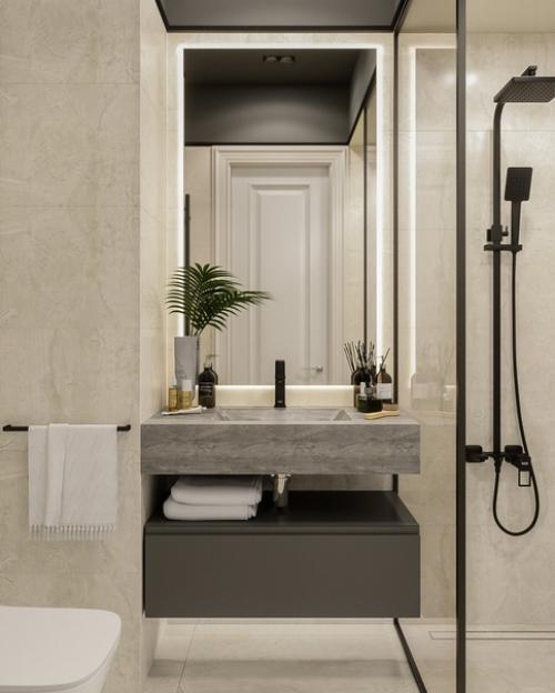 Необычный санузел с использованием гранита. 02