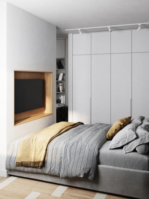 Студия с межкомнатной перегородкой с поворотным тв. 03