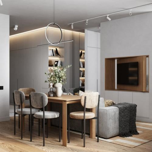 Студия с межкомнатной перегородкой с поворотным тв. 04