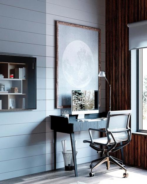 Спальная и кабинет в каркасном доме. 06