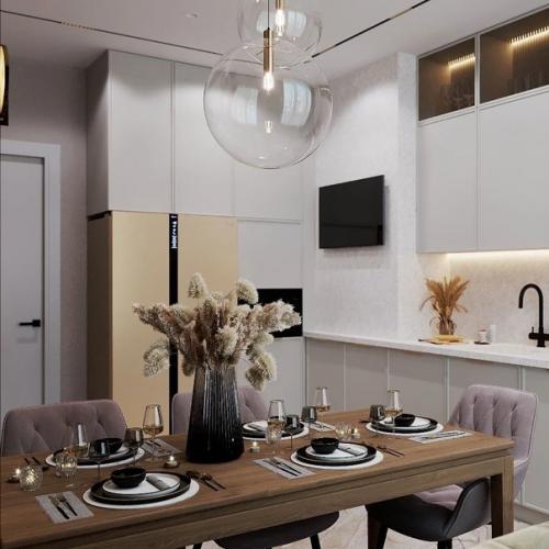 Дизайн кухни с акцентной стеной. 01