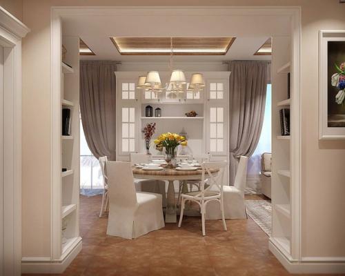 Кухня - гостиная в уютном коттедже. 02