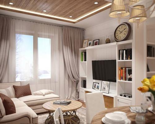 Кухня - гостиная в уютном коттедже. 03