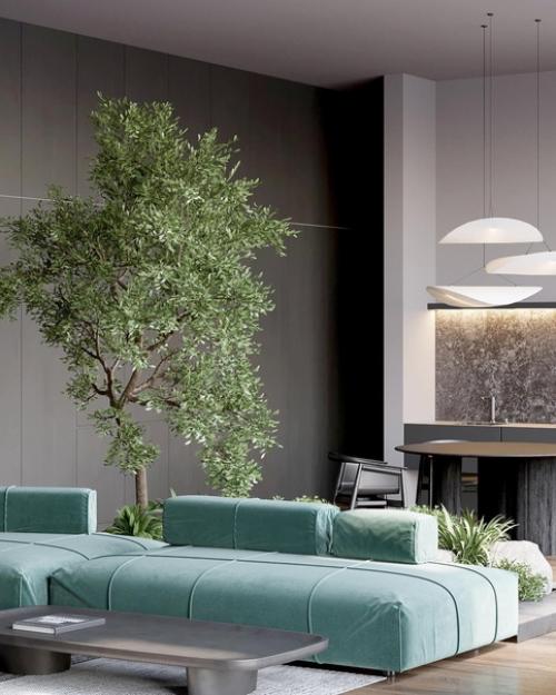 Кухня - гостиная в загородном доме. 08