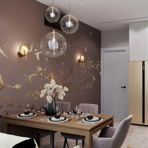 Дизайн кухни с акцентной стеной. 02