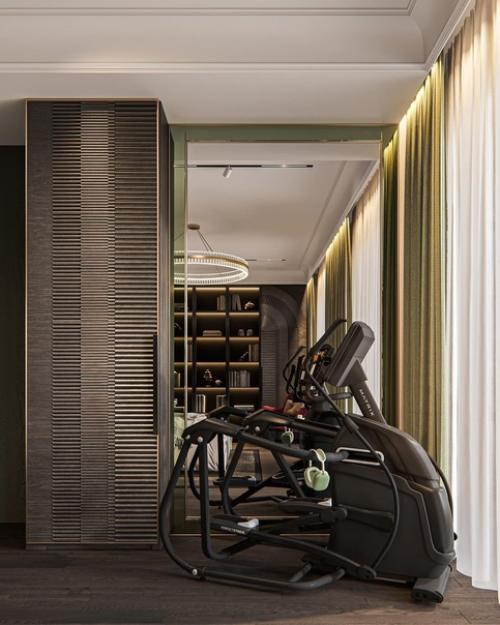 Интерьер мастер - спальни, которая имеет личную гардеробную и ванную комнаты. 04