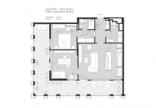 Апартаменты с открытой террасой и площадью - 81 кв. 08