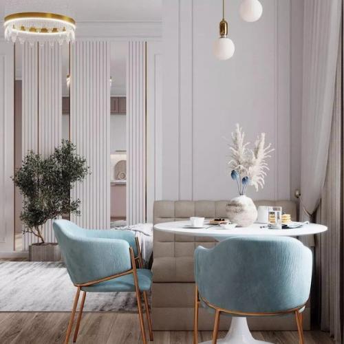 Вот такая изысканная, светлая и позитивная кухня - гостиная. 04