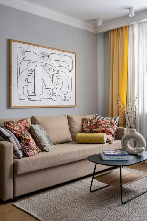 Продуманный и атмосферный проект, в котором компактное городское жильё превращается в уютное пространство с настроением загородного дома. 01