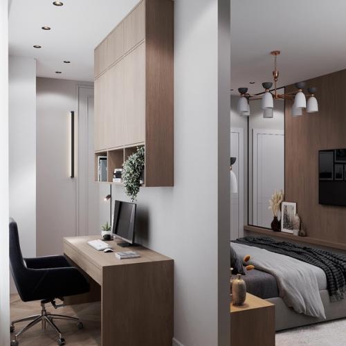 Спальня с рабочим кабинетом. 01