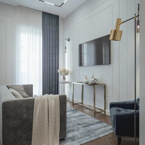 Кухня - гостиная в неоклассическом стиле. 01